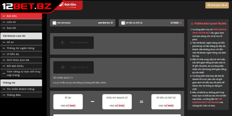 Nạp Và Rút Tiền 12bet 2 Chọn phương thức rút tiền