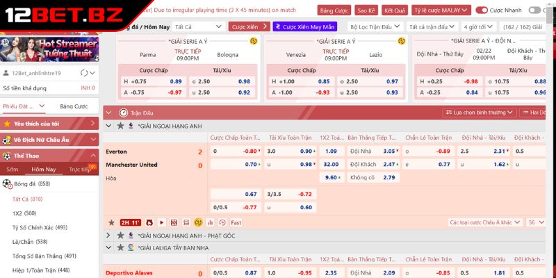 Saba Sport 12bet – Trải nghiệm sảnh cá cược thể thao đẳng cấp 3 Thể thao điện tử hấp dẫn